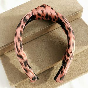 Alicia Bonnie On The Prowl Leopard Print Pink Silk Headband